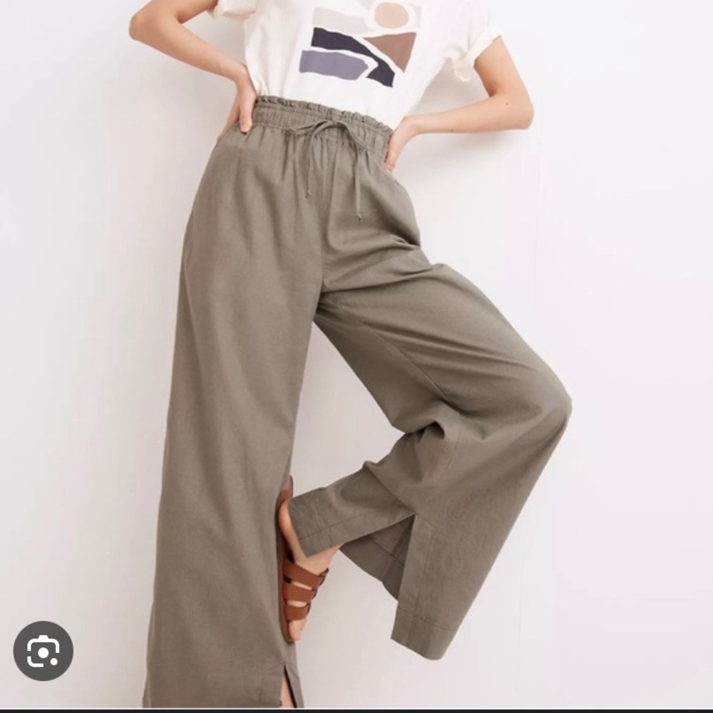 NWT madewell pull on high rise slit hem wide leg pants
